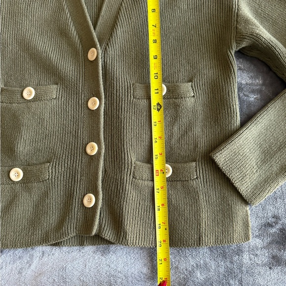Alex Mill Jo Ribbed Cardigan Sweater In Olive V-neck Long Sleeve Size XS - Picture 6 of 15